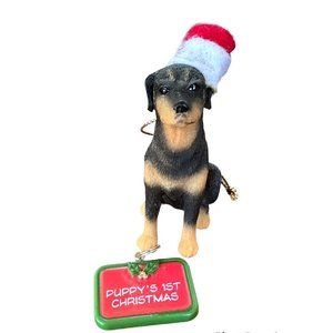 Vintage 90s Ganz Rottweilier Christmas Ornament Dog New Puppy's First Ch…